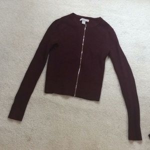 Merino wool burgundy cropped cardigan